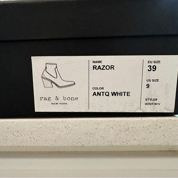 rag & bone Razor Ankle Boots | Antique White Leather | EU 39 / US 9 | Block Heel - Picture 15 of 16